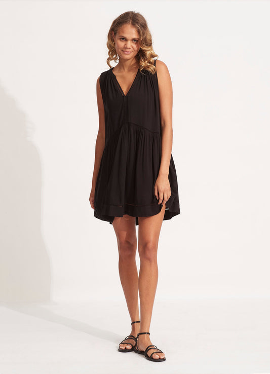 Ladder Detail Dress - Black
