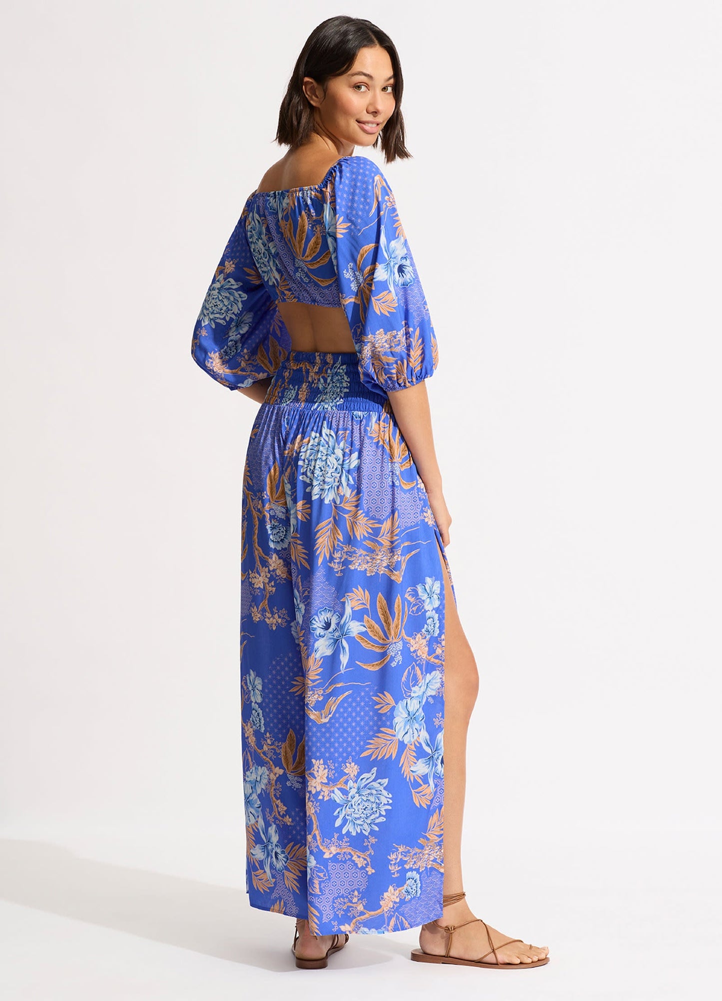 Eden Shirring Pant - Azure