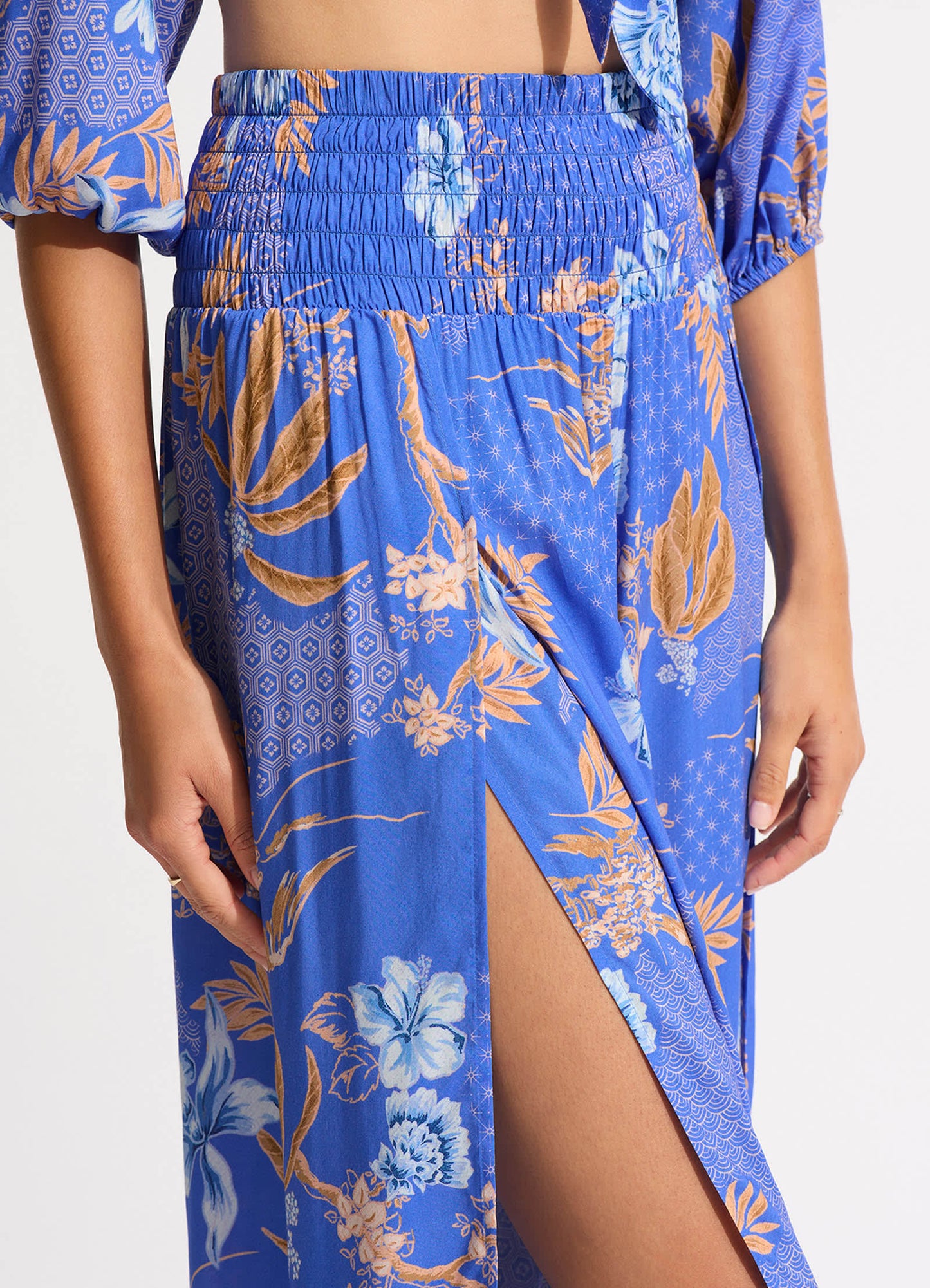 Eden Shirring Pant - Azure